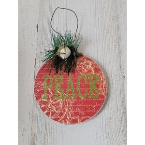 Peace bell pine wooden ornament Xmas decor